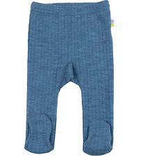 Joha Leggings w. Feet - Wool - Denim Blue