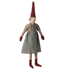 Maileg Tomte - Stl.3 - Flicka m. Blårutig Klänning