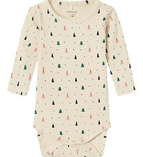 Name It Bodysuit L/æ - Rib - NbnDab - Summer Sand w. Christmas T