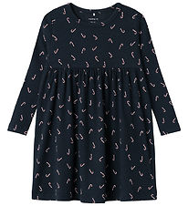 Name It Dress - Rib - NmfDab - Dark Sapphire w. Christmas sticks