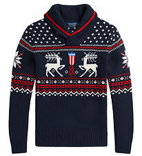 Polo Ralph Lauren Bluse - Baumwolle/Wolle - Navy m. Mwinter