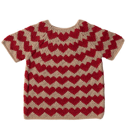 Maileg Julesweater to Elf Girl - Size6 - Beige/Red Hearts