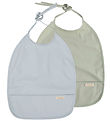 Filibabba Lätzchen m. Tasche - PU - 2er-Pack - Pearl Blue/Desert