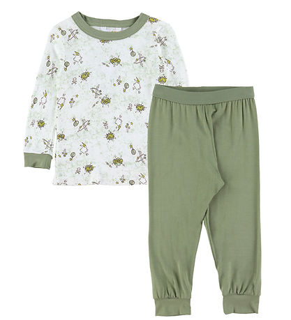 Joha Pyjama Set - 2 Parts - Bamboo - Off White w. Print