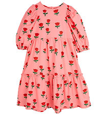 Mini Rodini Kjóll - Roses AOP Puff - Bleikt