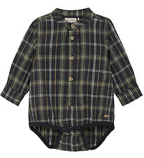 Minymo Shirt Bodysuit L/æ - Dark Navy w. Checs