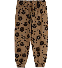 Mini Rodini Joggingbuxur - Squiggly Cats AOP - Brown