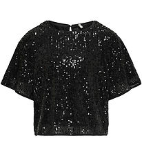 Kids Only T-Shirt - KogFransa - Schwarz m. Pailletten