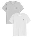 Calvin Klein Stuttermabolirnir - 2 Pakki - White/Light Grey Heat