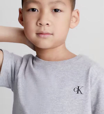 Calvin Klein Stuttermabolirnir - 2 Pakki - White/Light Grey Heat