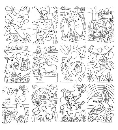 Ooly Coloring sheet - Undercover Art - 12 pcs - Rainforest Fun