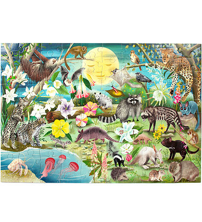 Eeboo Jigsaw Puzzle - 100 Bricks - Glow-In-The-Dark Nocturnal