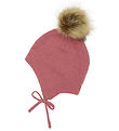 Minymo Beanie - Wool/Cotton - Dusty Rose w. Faux Fur