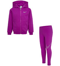 Nike Set - Cardigan/Leggings - Hett Fuchsia m. Silver