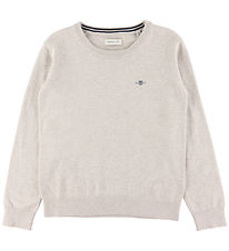GANT Blússa - Shield Classic+ Cotton C-háls - Prjónað - Light Dr