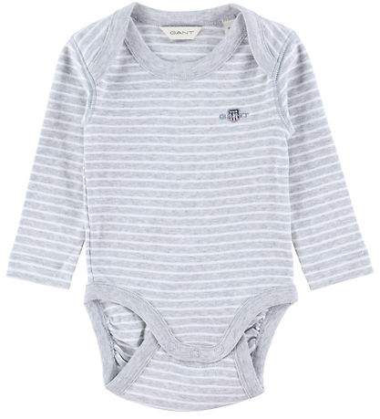 GANT Bodysuit L/æ - Shield Striped - Light Grey Melange