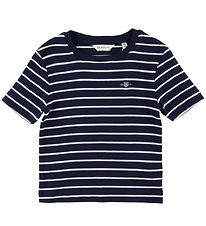 GANT Stuttermabolur - Striped Shield Slim - Rib - Evening Blue