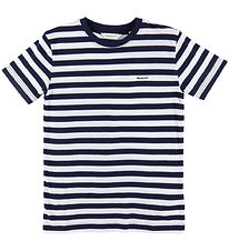 GANT Stuttermabolur - Striped Shield - Evening Blue