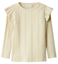 Name It Bluse - Noos - NmfJulia - Summer Sand m. Lochmuster