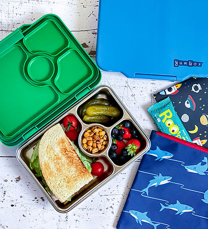 Yumbox Broodtrommel m. 4 Rum - Bento Steel - Pomme Green