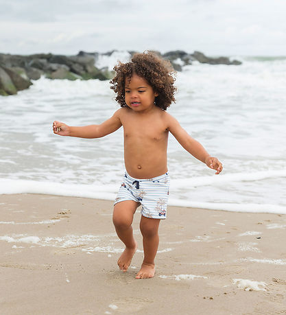 Hust and Claire Swim Trunks - Khaki - UV50+ - White/Blue
