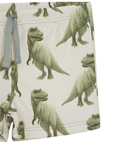 Hust and Claire Badehose - Khaki - UV50+ - Seegras m. Dinosaur