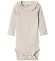 Lil' Atelier Bodysuit L/æ - NbfRachel - Gray Morn w. Pointelle