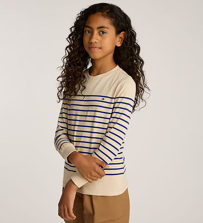 Tommy Hilfiger Blouse - Beige/Blauw Gestreept