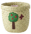 Rice Geymslukarfa - Raffia/Þang - Happy Forest - 15x16 cm -