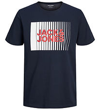 Jack & Jones T-Shirt - Noos - JjeCorp - Navy Blazer m. Print