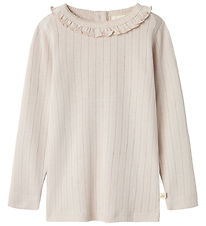 Lil' Atelier Bluse - NmfRachel - Grey Morn m. Lochmuster