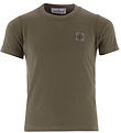 Stone Island Stuttermabolur - Hernaður Green M. Lógó
