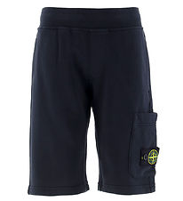 Stone Island Sweat Shorts - Navy Blue w. Logo
