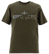 T-Shirt Stone Island - Militaire Green av. Imprimé