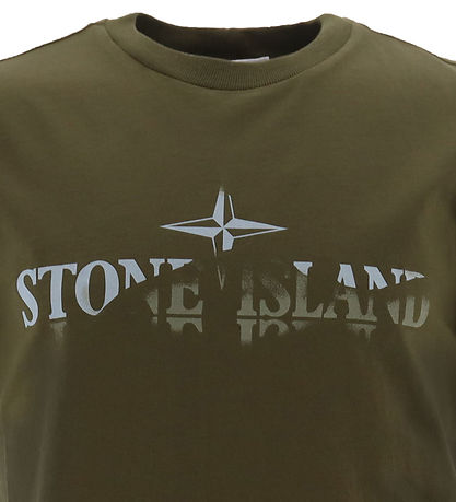 Stone Island T-Shirt - Militär Green m. Print