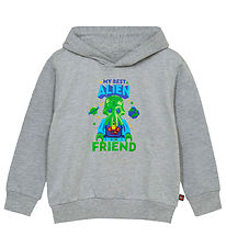 LEGO® Wear Hoodie - LWSaku - Grey Melange w. Alien