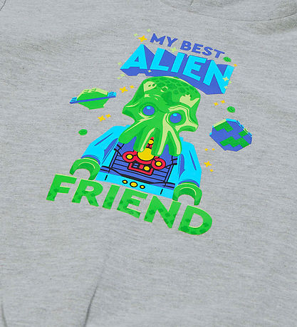 LEGO® Wear Hoodie - LWSaku - Grey Melange w. Alien