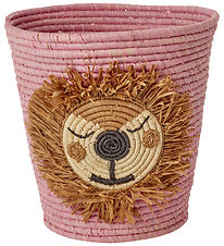 Rice Opbergmand - Raffia/Zeewier - 20x30 cm - Roze/Løve