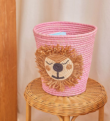 Rice Storage Basket - Raffia/Seaweed - 20x30 cm - Pink/Løve