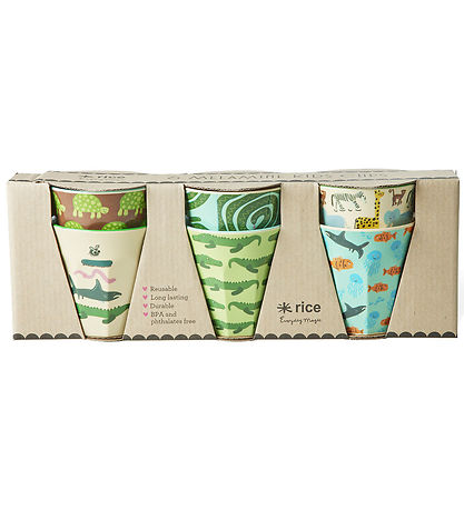 Rice Cups - Melamine - 6 pcs - 160 mL - Mint/Wildlife