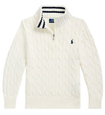 Polo Ralph Lauren Bluse m. Lynlås - Strik - Hvid