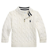 Polo Ralph Lauren Bluse m. Reißverschluss - Strick - Weiß