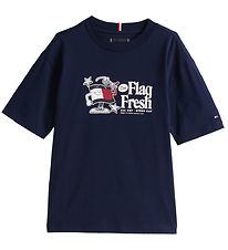 T-Shirt Tommy Hilfiger - Drapeau Fun - Dark Nuit Marine av. Impr