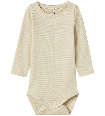 Name It Bodysuit L/Æ - NbfBinnie - Summer Sand w. Glimmertern