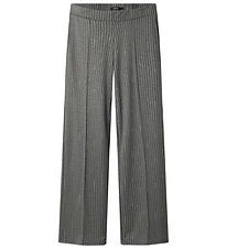 LMTD Hosen - NlfBin - Wide - Light Grey Melange m. Streifen