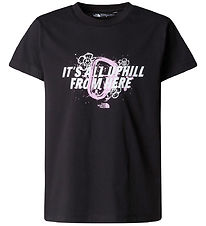T-Shirt The North Face - Graphique décontracté - Noir av. Rose/B