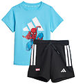 adidas Performance T-shirt/Shorts - Marvel - Bright Cyan/White w