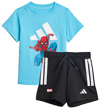 T-Shirt/Shorts adidas Performance - Marvel - Cyan brillant/Blanc