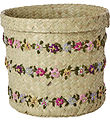 Rice Geymslukarfa - Raffia - Large - Flower Vínviður - 20x20 cm