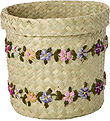 Rice Kurv - Raffia  - Small - Flower Vines - 17,5x14,5 cm - Natu